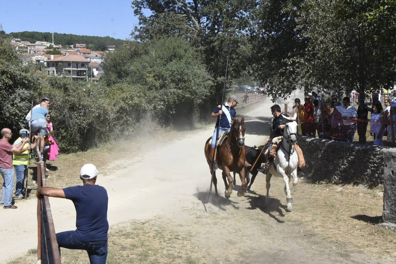 Caótico y largo encierro con caballos en Navasfrías