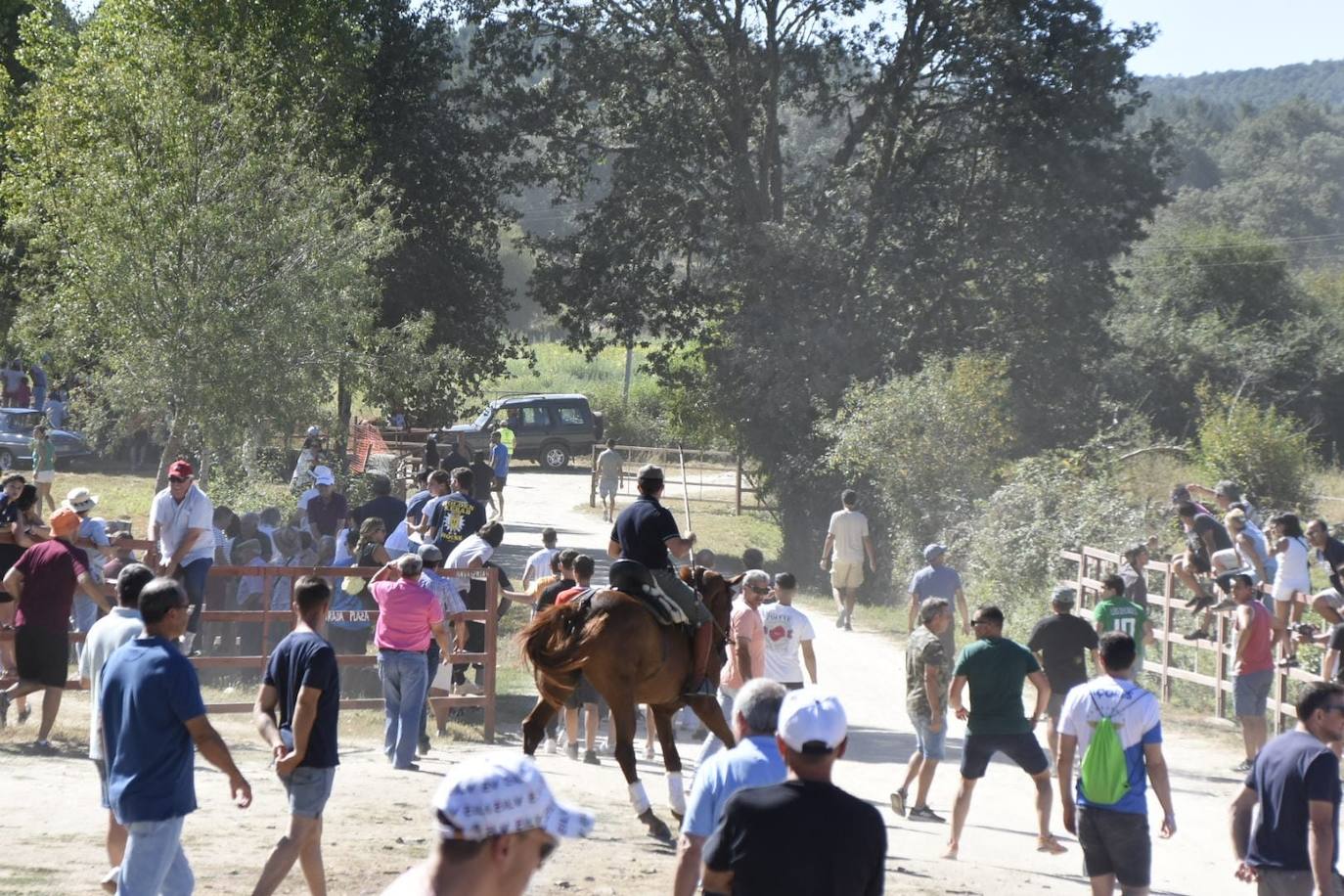 Caótico y largo encierro con caballos en Navasfrías