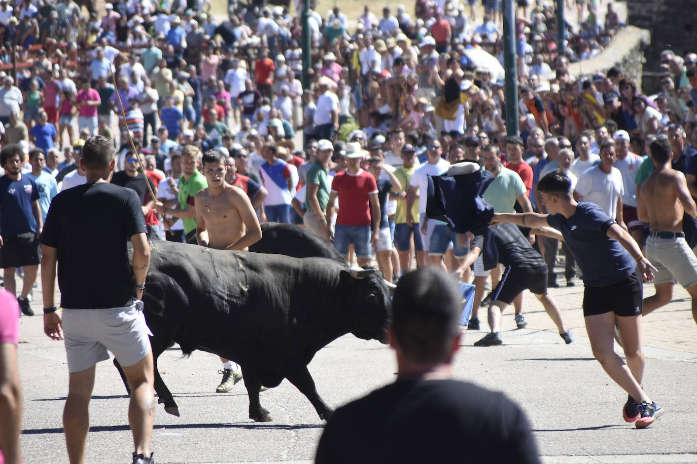 Herido un caballo en un deslavazado y largo tercer encierro guinaldés