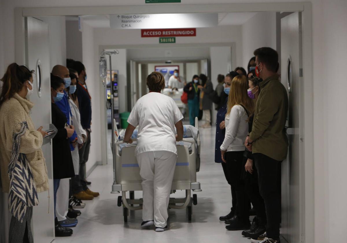 Galería interiores del Hospital de Salamanca, durante una visita de estudiantes.