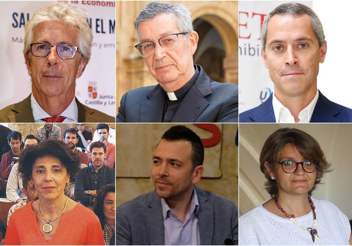 Arriba, de izquierda a derecha, Pedro Sangro, Santiago García-Jalón y Luis Alberto Rivas. Abajo, de izquierda a derecha, Ana María Fermoso, Francisco José Álvarez y María Hinojal Benavente