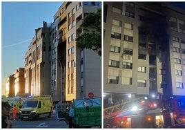 Dos vistas de los efectos de la explosión en Valladolid.