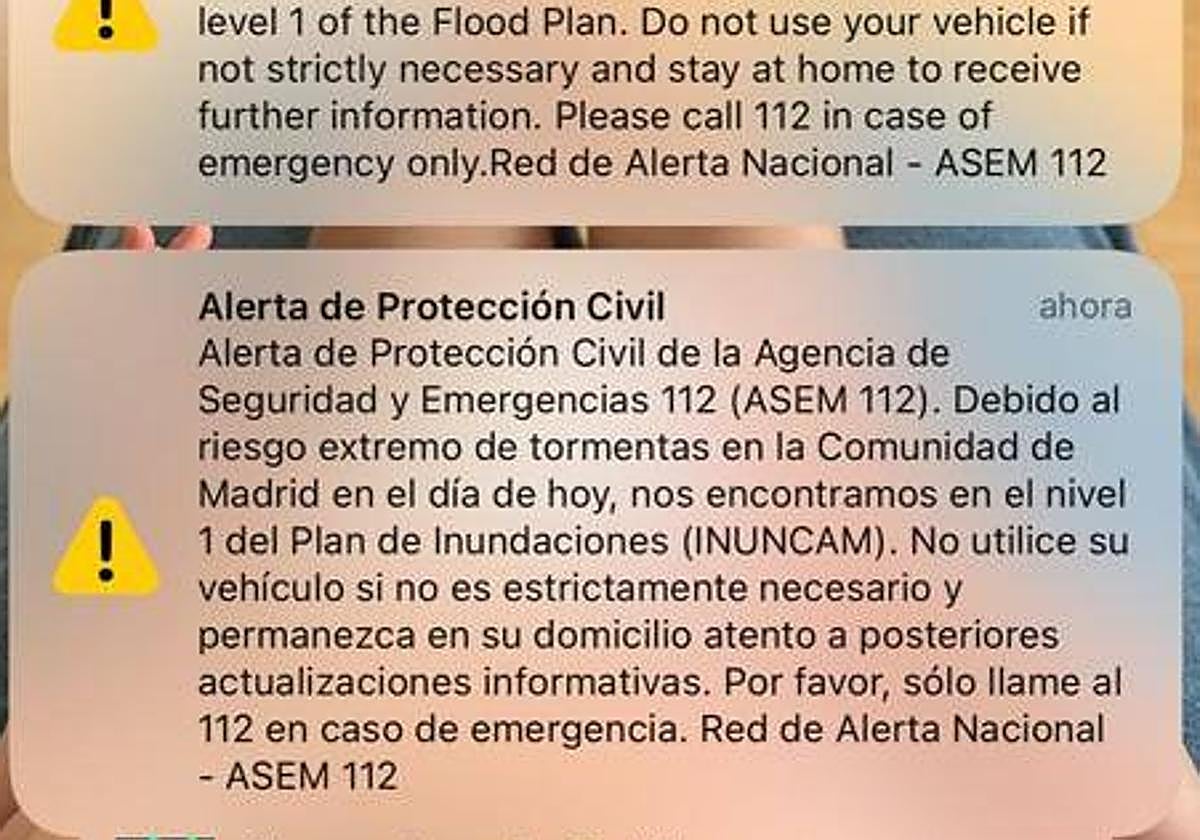 Este es el mensaje que alarmó a los madrileños ante la alerta roja por precipitaciones