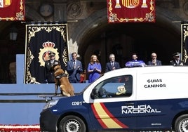 El ministro del Interior en funciones, Fernando Grande-Marlaska presidió, junto a otras autoridades, el Día de la Policía Nacional en la Plaza Mayor de Salamanca.