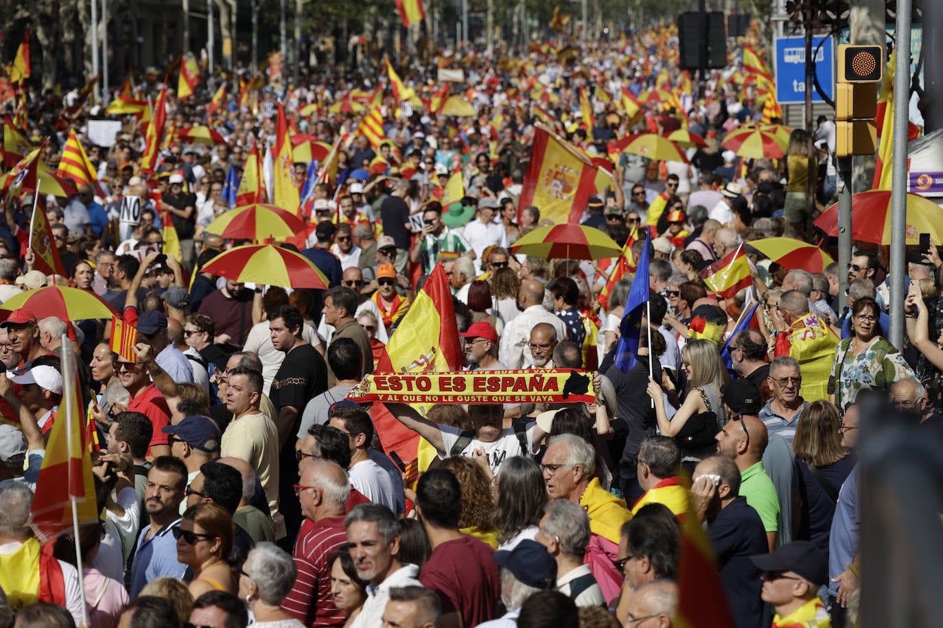 Los ingeniosos mensajes de la pancartas de la manifestación contra la amnistía en Barcelona