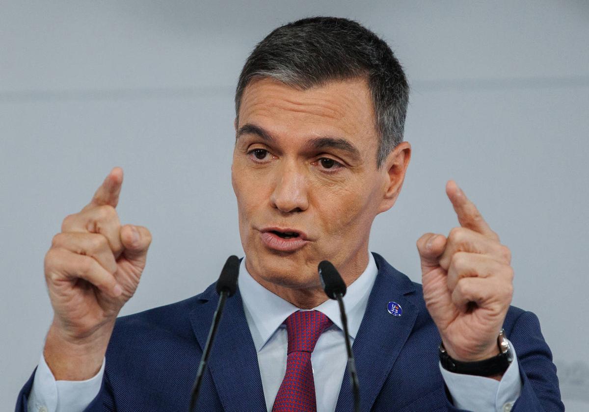 Pedro Sánchez, presidente en funciones, durante una rueda de prensa