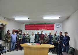 Los representantes de la plataforma, tras una reunión.