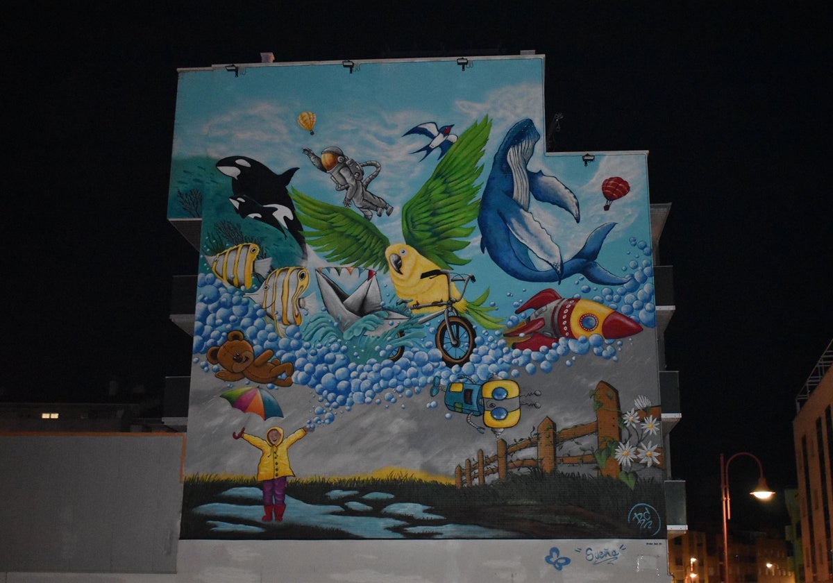 Santa Marta regala un mural a Javi Gallo, el niño con piel de mariposa