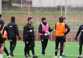 Los jugadores de Unionistas, durante un entrenamiento.