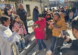 El sacerdote bendice las mascotas en Peñaranda