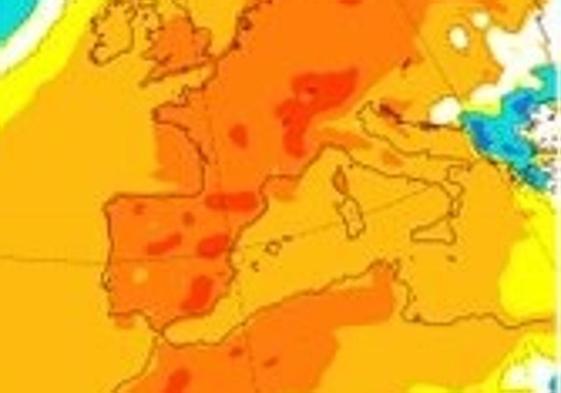 Mapa elababorado por la Aemet sobre la previsión meteorológica en CyL