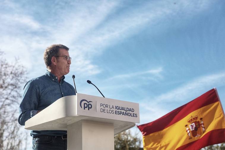 Alberto Núñez Feijóo en la manifestación contra la amnistía