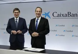 José Ignacio Goirigolzarri y Gonzalo Gortázar, presidente y consejero delegado de CaixaBank respectivamente.