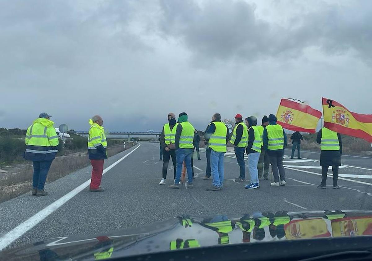 Ganadero y agricultores cortan a pie la A-50