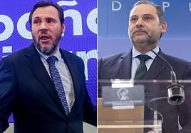 El ministro de Transportes, Óscar Puente, y el exministro José Luis Ábalos.