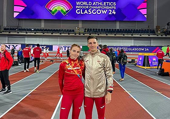 Lorena Martín y Mario García Romo, en el Emirates Arena de Glasgow, donde se celebra el Mundial.