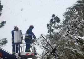 Los Bomberos de Peñaranda, interviniendo.