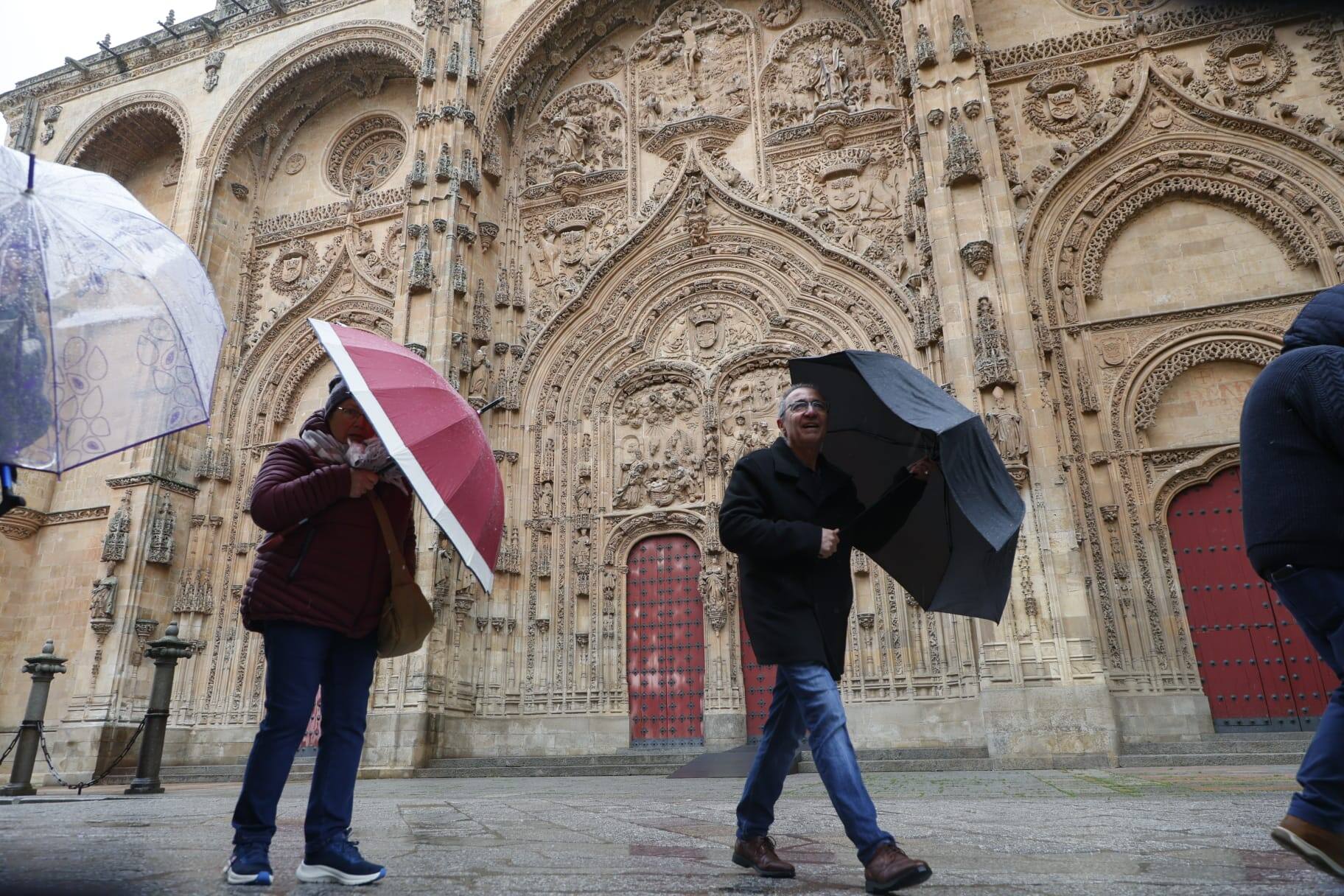 Llega la nieve a una Salamanca en alerta por fuertes vientos