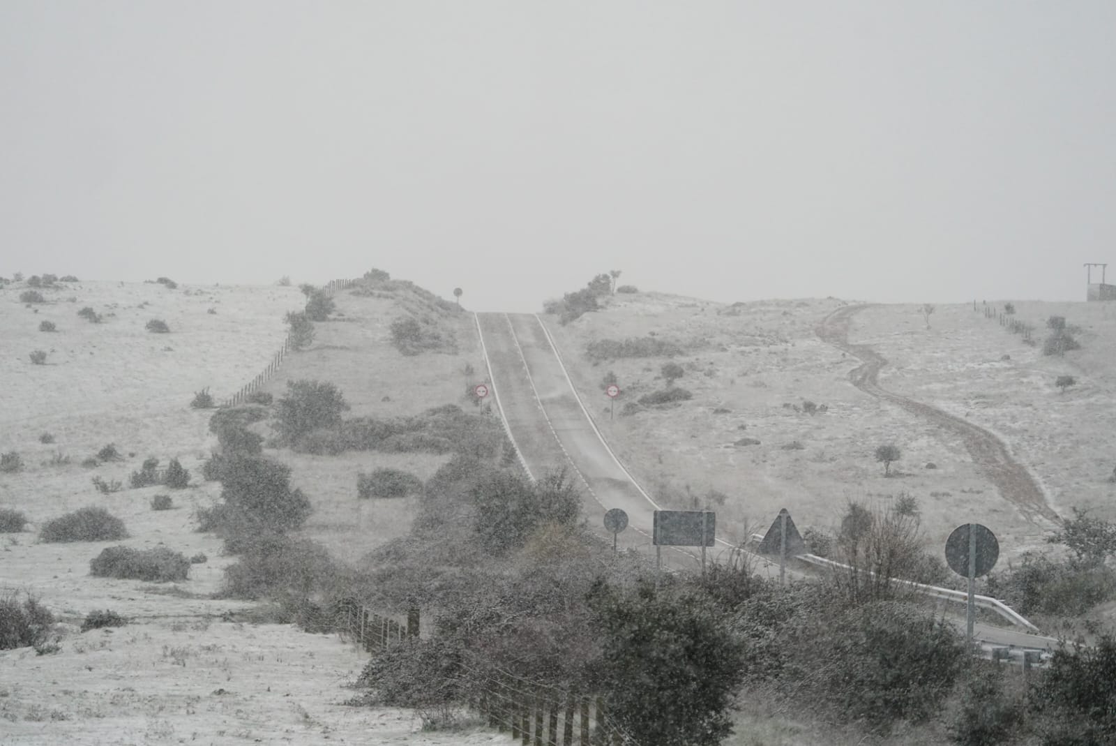 Llega la nieve a una Salamanca en alerta por fuertes vientos