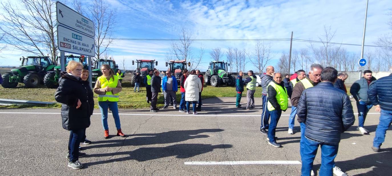 La protesta de los agricultores en Babilafuente, en imágenes