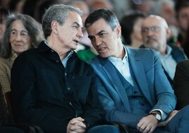 El expresidente José Luis Rodríguez Zapatero y el presidente Pedro Sánchez en un acto político en Bilbao.