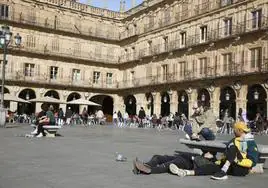 Una imagen de buen tiempo en la Plaza Mayor de Salamanca.