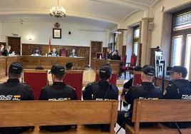 Los cuatro acusados (una de las mujeres con su bebé en brazos) durante el juicio en la Audiencia Provincial.