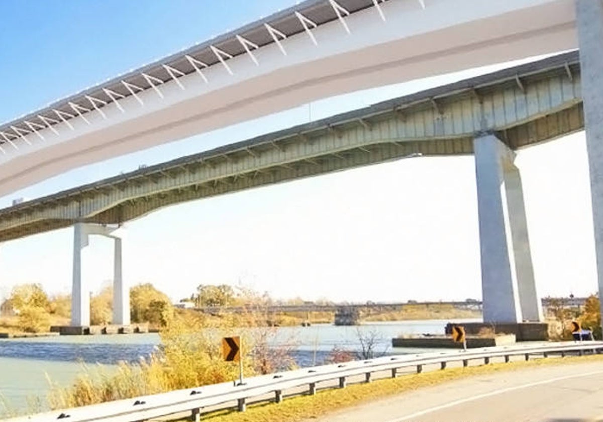 Simulación del puente por el que pujan ACS, Acciona y Sacyr.