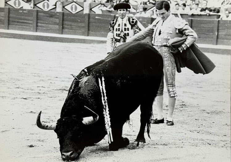 Espartaco viendo doblar un toro en el coso de La Glorieta.