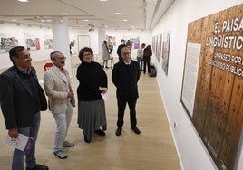 Javier de Santiago,  José Miguel Mateos, Carmen Fernández Juncal y Luis Barrios en la inauguración de la exposición