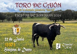 Cartel anunciador del Toro de Cajón de Hinojosa de Duero.