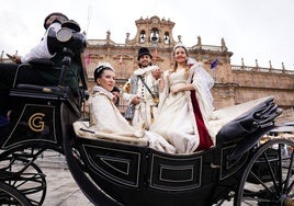 Felipe II y María Manuela de Avís en su carruaje a su llegada a Salamanca