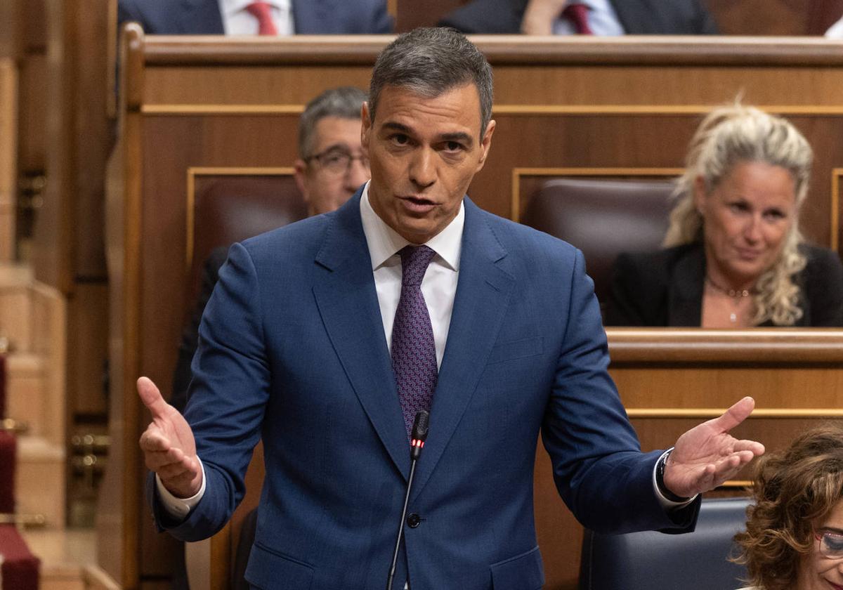 El presidente del Gobierno, Pedro Sánchez, en el Congreso de los Diputados.