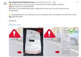 Intento de estafa en Salamanca con ticket de multa de la ORA