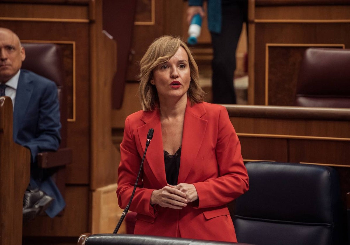 Pilar Alegría durante una de sus intervenciones en el congreso