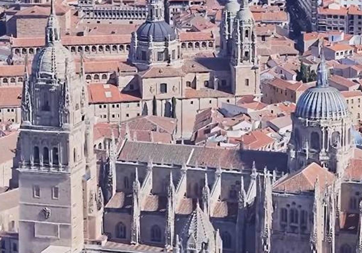 La Catedral de Salamanca, a vista de pájaro.