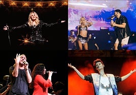 Bonnie Tyler (arr. izquierda), Bad Gyal y Omar Montes (arr. derecha), Camela (ab, izquierda) y Abraham Mateo (ab. derecha)