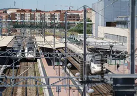 Dos trenes estacionados en Vialia.