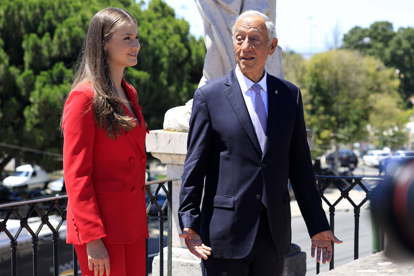 La Princesa Leonor y el presidente de la República Portuguesa, Marcelo Rebelo de Sousa.