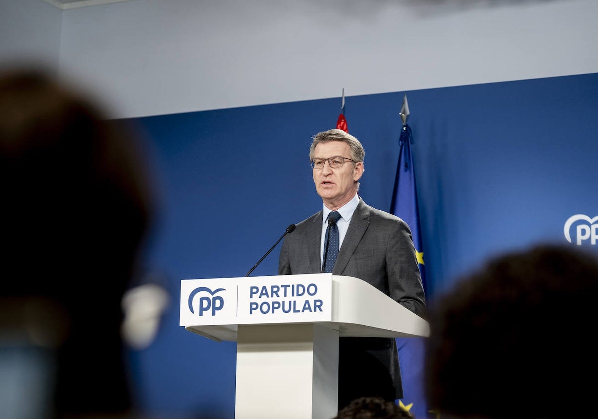 Alberto Núñez Feijóo durante una rueda de prensa