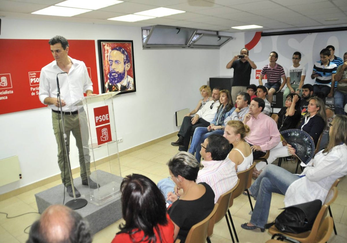 Pedro Sánchez visitó Salamanca en busca del apoyo de la militancia en las Primarias de 2014.