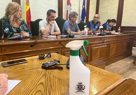 Purificación Pozo, Javier Hernández, Luis Francisco Martín, Rafael Martín y Vanesa González, ayer en el Ayuntamiento de Béjar.