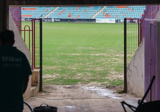 Aspecto del estadio Helmántico el pasado día 30 de agosto, en la última imagen que se tiene sobre el estado del terreno de juego.