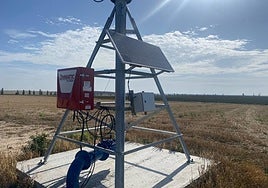 Uno de los pívots de la marca Lindsay Zimmatic instalados por la empresa salmantina Riegos Agroherlmántica.