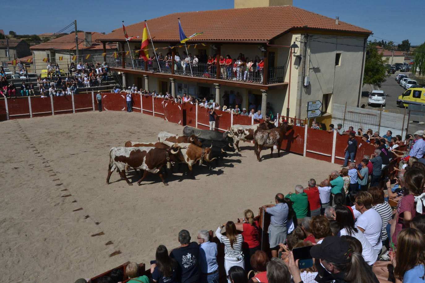 Bello y vistoso encierro a caballo en Bañobárez