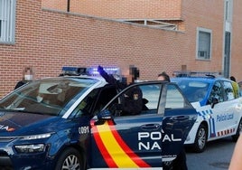 Patrullas de Policía Nacional y Policía Local junto a la casa de 'El Argentino'.