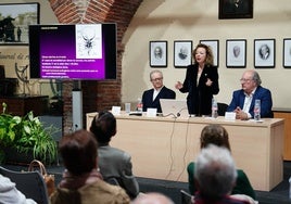 María Fernanda Lorenzo, durante su charla ante los veteranos de Mirat.