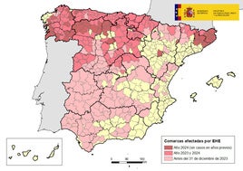 Mapa con los focos de EHE.