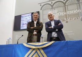 José Ignacio Sánchez, director de la Escuela de Tauromaquia, y Jesús María Ortiz, diputado de Deportes, en la presentación.