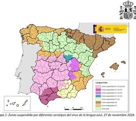 Zonas suspendidas por diferentes serotipos.